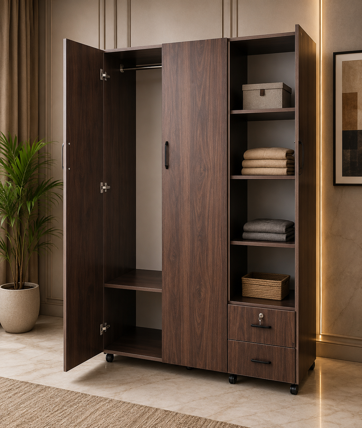 Walnut Prime Storage Wardrobe
